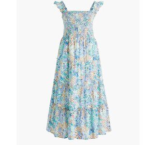 J. Crew Factory Floral smocked tiered midi dress Sz XL